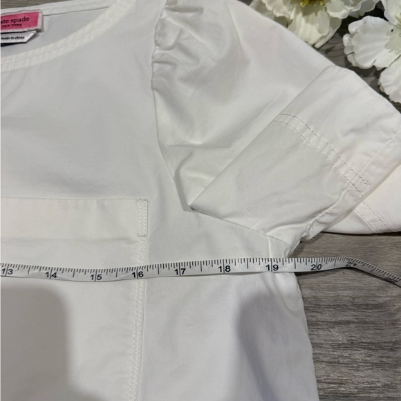 Kate Spade White Puff Sleeve Top with pocket - Picture 9 of 10